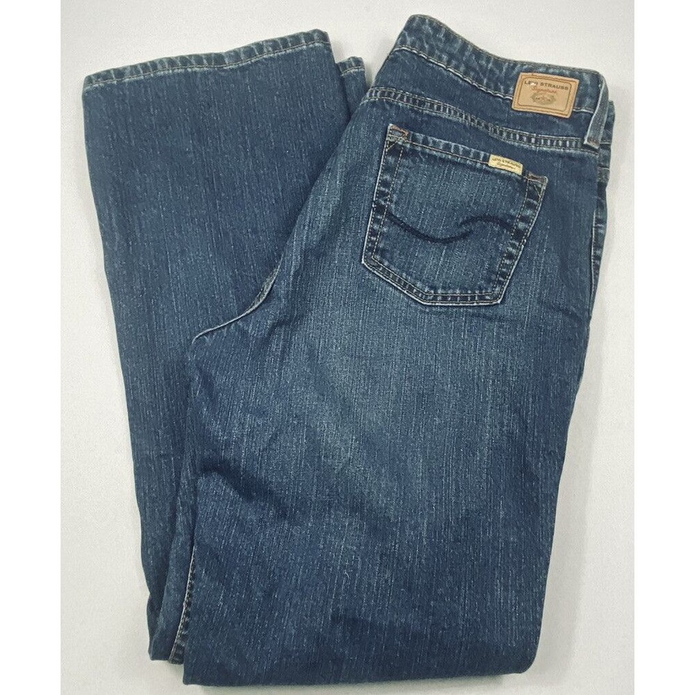 Levis Signature Womens Medium Wash Mid Rise Bootcut Denim Blue Jeans Size 16